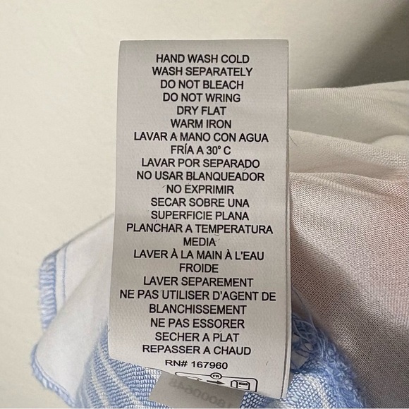 Anthropologie Vitamin A The Getaway Pant 100% Linen Blue Stripes Size Small - Picture 12 of 12